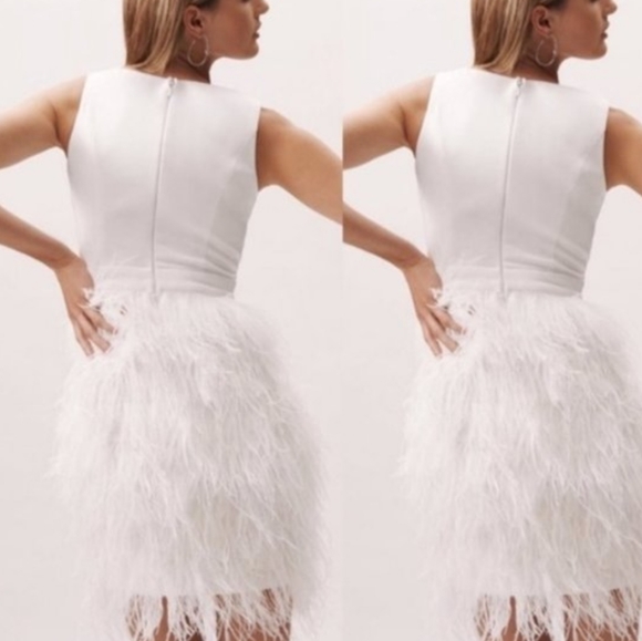 BHLDN Anthem White Feather Mini Dress New size Small - Picture 7 of 9